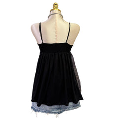 Y2K Vintage Black Grey Sequin Snake Sheer Top [S]
