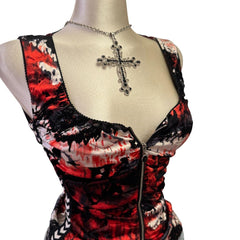 Y2K Vintage Black Red Velvet Top [M]