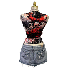 Y2K Vintage Black Red Velvet Top [M]