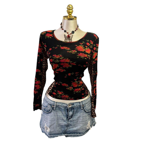 Y2K Vintage Green Blue Psychedelic Face Top [M]