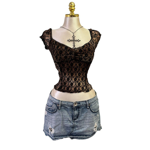 Y2k Vintage White Zipper Collared Halter Top [S]