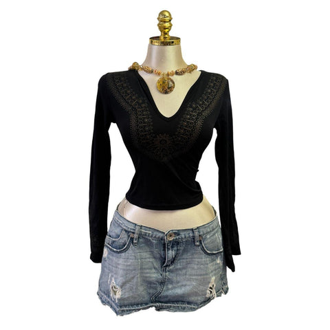 90s Vintage Yellow Tank "Naughty Girl" Top  [XS]