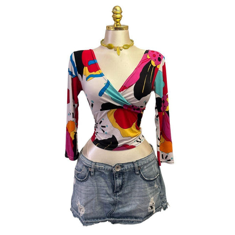 Y2k Vintage White Zipper Collared Halter Top [S]