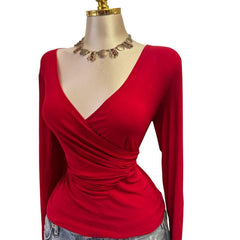 Y2K Vintage Red Long Sleeve Ruched Top [M]