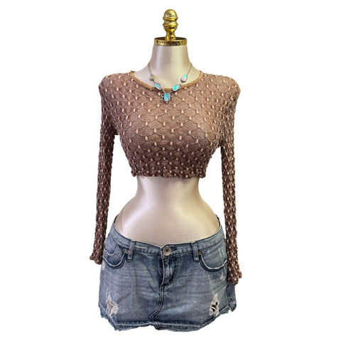 Y2K Vintage Desigual Red Black Beaded Sequin Asymmetrical Neck Top [S]