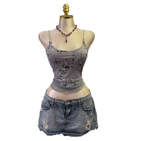 90s Vintage Yellow Tank "Naughty Girl" Top  [XS]