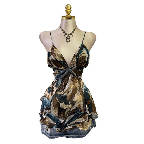 Y2K Vintage All Saints Black Brown Beaded Sequin Top [M]