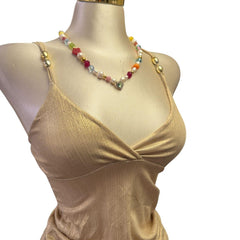 90s Vintage Gold Glitter Bead Strap Top [XS]