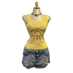 Y2K Vintage Yellow Gold Playboy Gold Sequin Top  [M]