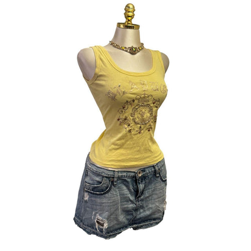 Y2K Vintage Yellow Gold Playboy Gold Sequin Top  [M]