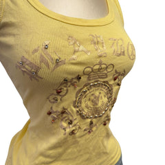Y2K Vintage Yellow Gold Playboy Gold Sequin Top  [M]