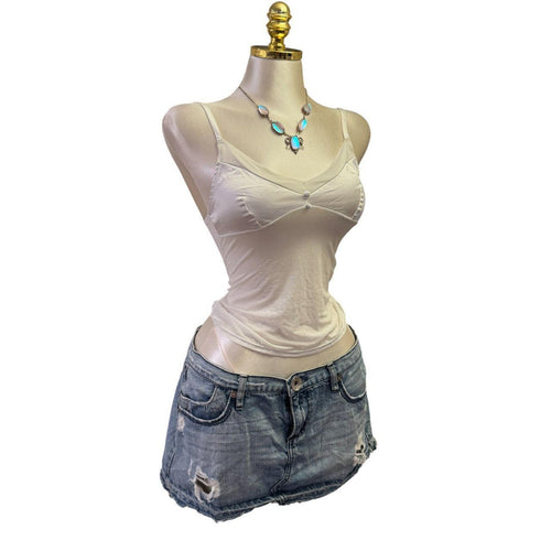 90s Vintage White Satin Mesh Tank Top [XS]