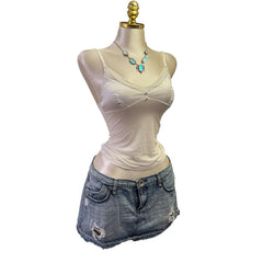 90s Vintage White Satin Mesh Tank Top [XS]