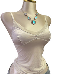 90s Vintage White Satin Mesh Tank Top [XS]