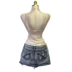 90s Vintage White Satin Mesh Tank Top [XS]