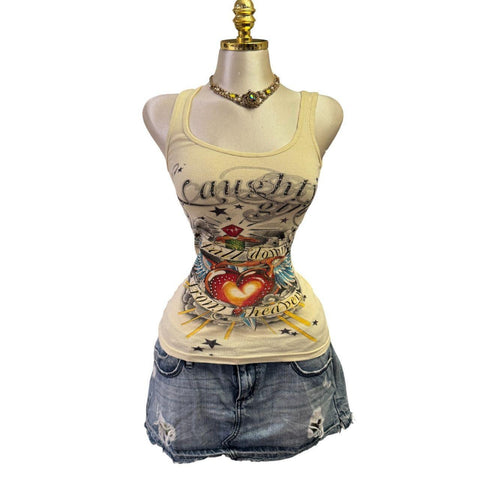 Y2k Vintage White Zipper Collared Halter Top [S]