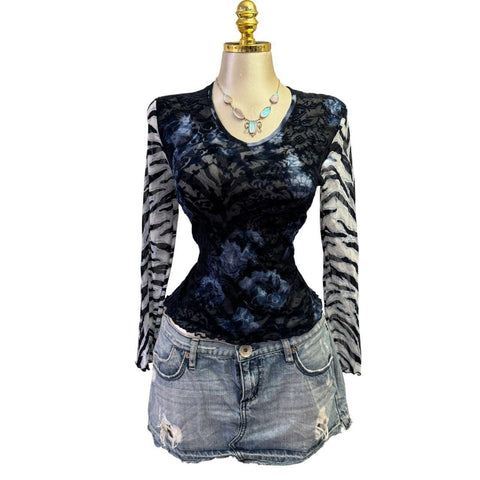 Y2k Vintage White Zipper Collared Halter Top [S]
