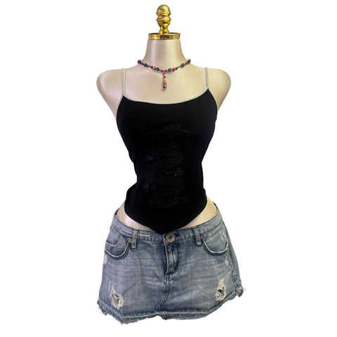 Y2k Vintage White Zipper Collared Halter Top [S]