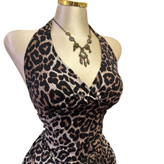 Y2K Vintage Brown Cheetah Halter Top [S]