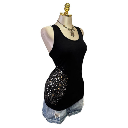 90s Vintage Black Silver Studs Butterfly Top [L]