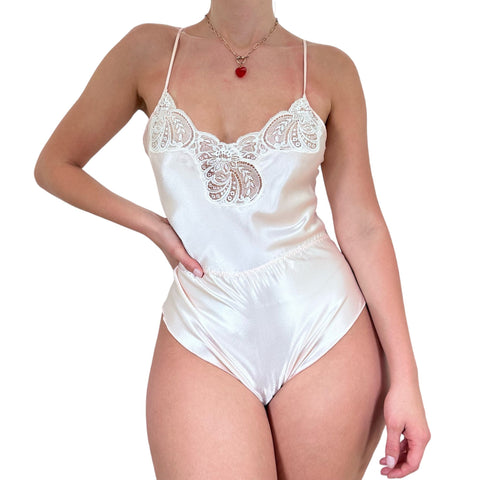 90s Vintage White Satin Bodysuit [S-M] – The Diamond Hanger