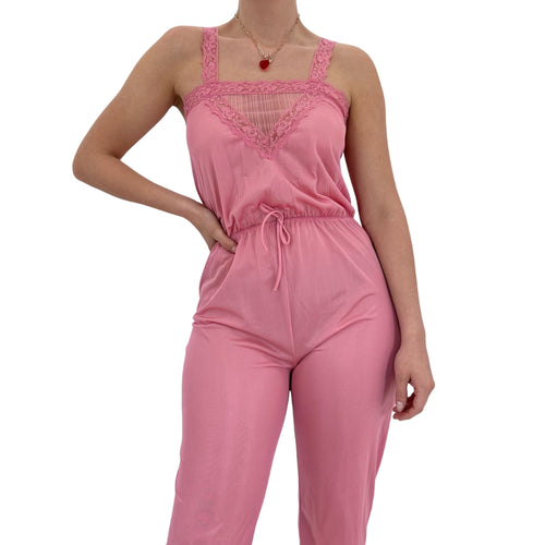 90s Rare Vintage Pink Jumpsuit [S]