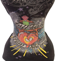 Y2K Vintage Black Naughty Girl Fall Down From Heaven Studs Top [M]