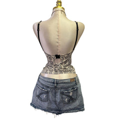 90s Vintage White Black Lace Bustier Top  [XS]