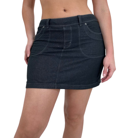 Y2k Vintage Black Belted Jean Mini Skirt [S]