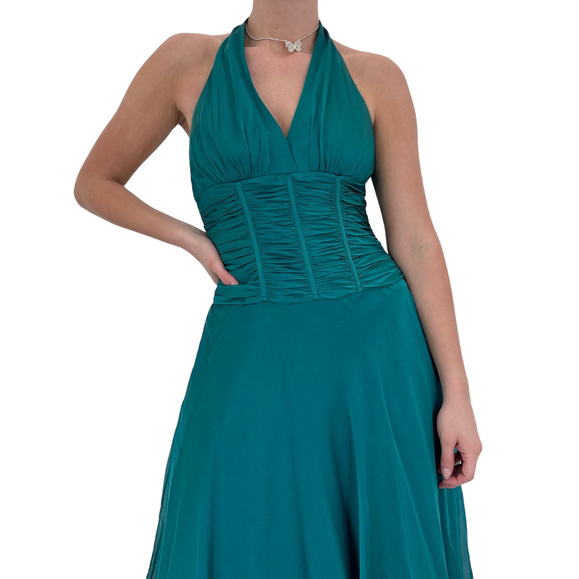 Y2k Vintage Turquoise Blue Halter Dress [S-M]