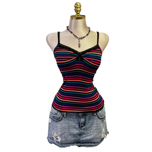 Y2K Vintage Multicolor Rainbow Stripes Tank Top [S]