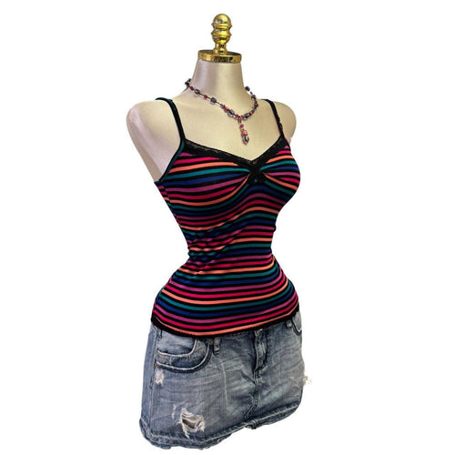 Y2K Vintage Multicolor Rainbow Stripes Tank Top [S]