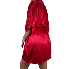 90s Vintage Red Satin Robe [M-XL]