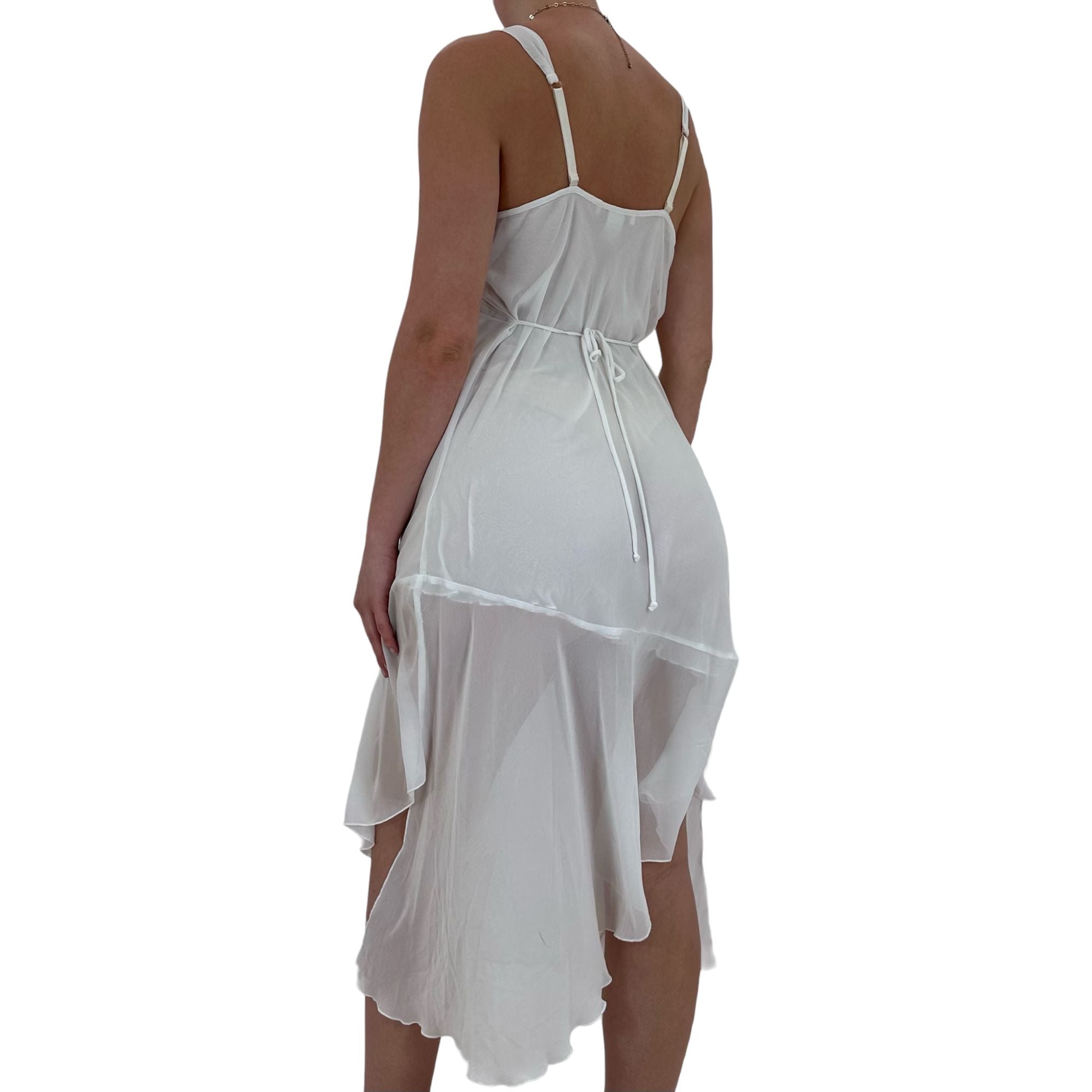 90s Vintage Cream White Mesh Slip Dress [M-L]