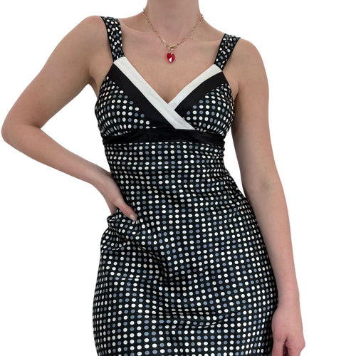 Y2k Vintage Black + White Polka Dots Dress [S]