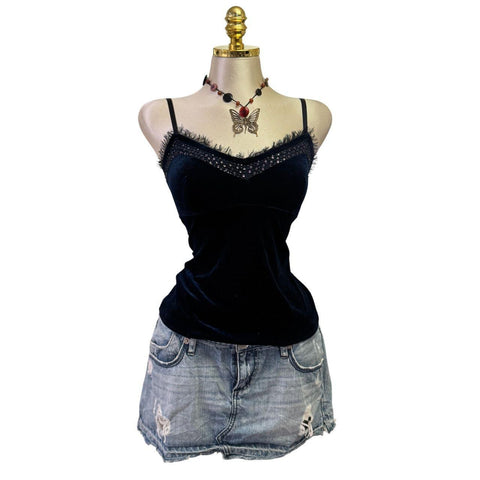 90s Vintage Yellow Tank "Naughty Girl" Top  [XS]