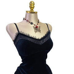 90s Vintage Navy Blue Velvet Bedazlle Top [S]