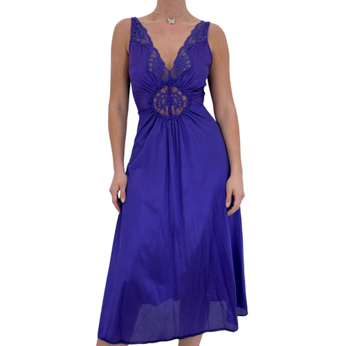 90s Vintage Purple Satin Midi Slip Dress [S]