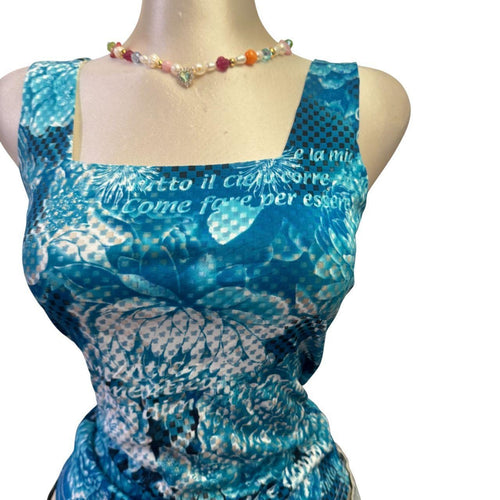 Y2K Vintage Blue White Floral Top [M]