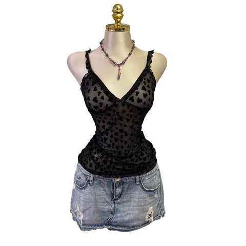 90s Vintage Yellow Tank "Naughty Girl" Top  [XS]