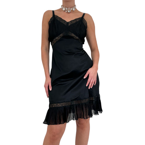 90s Vintage Black Lace Slip Dress [M-L]