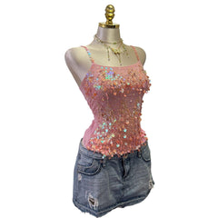 90s Vintage Pink Sequin Top [S]