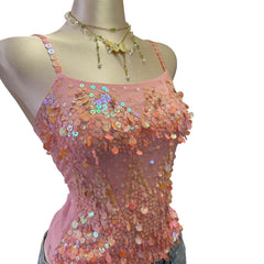 90s Vintage Pink Sequin Top [S]
