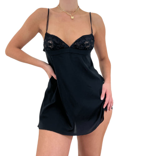 90s Vintage Victoria's Secret Black Slip Dress [M]