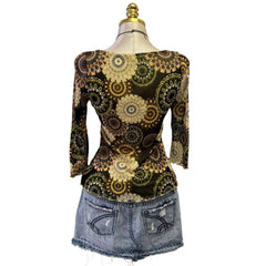 90s Vintage Green Brown Artsy Top [L]