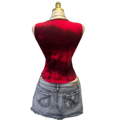 Y2K Vintage Red Tie Dye Glitter Top [S]
