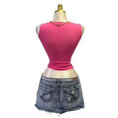90s Vintage Pink Mesh Glitter Top [XS]