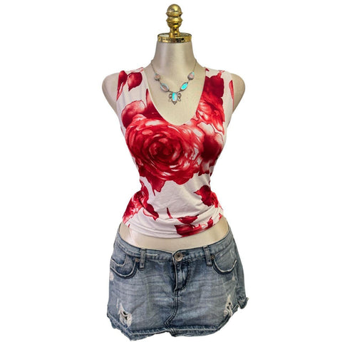 Y2K Vintage Pink Silver Sequin Mesh Top  [M]