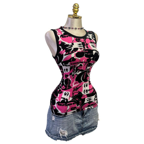 Y2K Vintage Black Pink Sugar Honey Graphic Print Top [M]