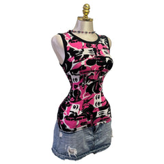 Y2K Vintage Black Pink Sugar Honey Graphic Print Top [M]
